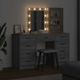 Dressing Table with Mirror Lights 3 pcs Grey Engineered wood 3334223