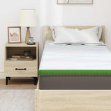 Mattress Topper White and Green 70 x 200 x 6 cm Jaquard Fabric 4106154