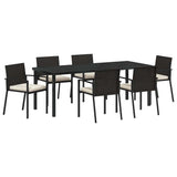 Garden Dining Set 7 pcs Black Powder-Coated Steel 3379252