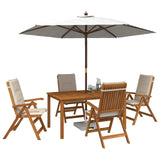 5-Piece Garden Dining Set Natural Solid Acacia Wood 3434566