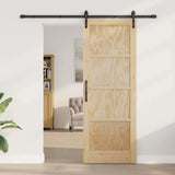 Sliding Door Manual Natural and black 78 x 211 cm 3333192