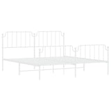 Metal Bed Frame without Mattress with Footboard White 183x213cm 373959