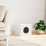 Cat House White 51x35x30 cm Solid Wood Pine 859305