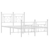 Metal Bed Frame without Mattress with Footboard White 120x200cm 374404