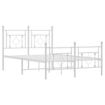 Metal Bed Frame without Mattress with Footboard White 120x190cm 374403