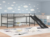 Kids'Loft Bed Frame with Slide Black and Anthracite 42020774