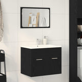 2 Piece Bathroom Furniture Set Black Oak Engineered Wood 862041