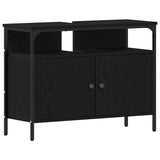Bathroom Furniture Set with Shelf 3 pcs Black Engineered wood 3334356