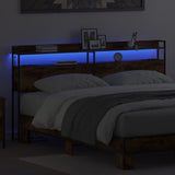 Headboard with Shelf Smoked oak 200 cm Engineered wood 859717