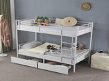 Twin Over Twin Bunk Bed with Two Storage Drawers & Full-Length Guard Rail, Heavy Duty Metal Bunk Bed 89933334