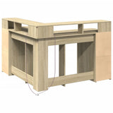 Desk with LED Lights Sonoma Oak 130x130x91 cm Engineered Wood 3309449