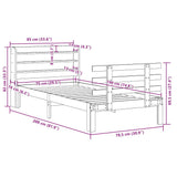Bed Frame White Solid pine wood, Plywood Small Single Modern 3306838