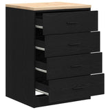 Garage Storage Cabinet Black 60x51x85 cm Solid Wood Pine 860599