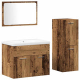Bathroom Furniture Set Wall-mounted 4 pcs Brown Engineered Wood 3332565