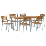 Garden Dining Set 7 pcs Grey and brown Solid acacia wood 3284348