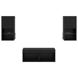 TV Wall Cabinets Wall-mounted 4 pcs Black Oak Engineered Wood 3402916
