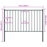 ZNTS Fence Panel with Posts Powder-coated Steel 1.7x1 m Anthracite 145213