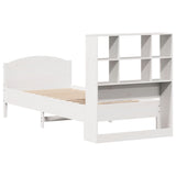 ZNTS Bookcase Bed without Mattress White 100x200cm Solid Wood Pine 3323120