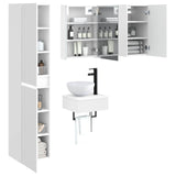 Bathroom Furniture Set 5 pcs White Engineered Wood and Glass 3407255