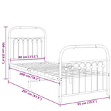 Metal Bed Frame without Mattress with Footboard Black 80x200cm 376609