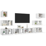 ZNTS 8 Piece TV Cabinet Set White Engineered Wood 3078714