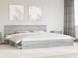 Bed Frame Grey Sonoma 200 x 200 cm Solid Pine Wood 3410970