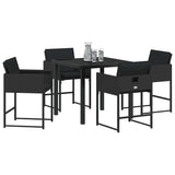 Garden Dining Set with Cushion 5 pcs Black Poly Rattan 3380008