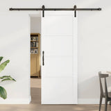 Sliding Door White and Black 78 x 202 cm Solid Pine Wood 3333191