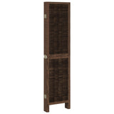 Room Divider 6 Panels Dark Brown Solid Wood Paulownia 358665