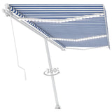 Manual Retractable Awning with LED 600x300 cm Blue and White 3069601