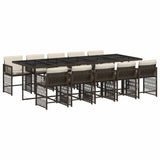 11 Piece Garden Dining Set with Cushions Brown Poly Rattan 3211653