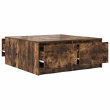 Coffee Table with Drawers Smoked Oak 100x100x40 cm 3328403