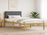 Bed Frame with Upholstered Headboard Whitewash and Light Grey 904270