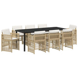 Garden Dining Set 9 pcs Beige Powder-Coated Steel 3380664