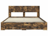 Bed Frame with Storage and Headboard Smoked Oak 140 x 190 cm 3414471
