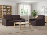 Sofa Set 2 pcs Dark Brown Fabric 3433138