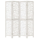 Room Divider 4 Panels White Solid Wood Paulownia 358738