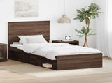 Bed Frame with Headboard Brown Oak 75 x 190 cm Solid Pine Wood 3409423