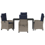 Garden Dining Set with Cushion 5 pcs Grey Poly Rattan 3380465