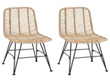 Dining Chair 2 pcs Rattan and Iron Natural 44.5 x 54.5 x 85 cm 42011550