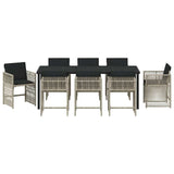 Garden Dining Set 9 pcs Light Grey Poly Rattan 3380792