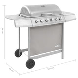 Gas BBQ Grill with 6 Burners Silver 48555