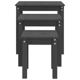 Nesting Tables 3 pcs Grey Solid Wood Pine 824975