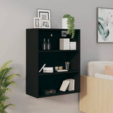 Hanging Wall Cabinet Black Engineered Wood Rectangular Minimalist 812313