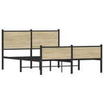 Metal Bed Frame without Mattress Sonoma Oak 137x190 cm 4007903