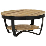 ZNTS Coffee Table Solid Rough Mango Wood 65x32 cm 244675