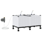 Garden Planter with Irrigation&Wheels 2 pcs White PP 3422998