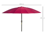 2.5m Shanghai Garden Parasol Umbrella with Crank & Tilt, Adjustable Outdoor Sun Shade, Red T3398P313563