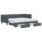 Daybed with Trundle and Drawers Dark Grey 90x190 cm Velvet 3196788