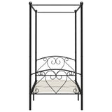 284435 Canopy Bed Frame without Mattress Black Metal 120x200 cm